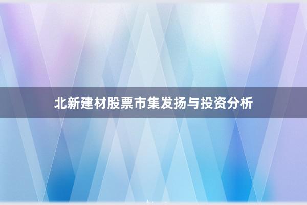 北新建材股票市集发扬与投资分析